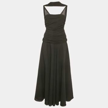 Pre Owned Chats By C.Dam Black Jersey Knit  Deema Al Asadi Midi Dress S