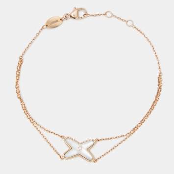 Pre Owned Chaumet Jeux de Liens Mother of Pearl Diamond 18k Rose Gold Bracelet