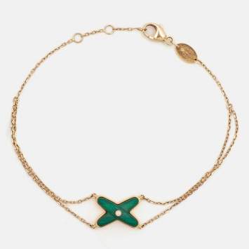 Pre Owned Chaumet Jeux de Liens Malachite Diamonds 18k Rose Gold Bracelet