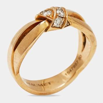 Pre Owned Chaumet Liens Séduction Diamonds 18k Rose Gold Ring Size 50