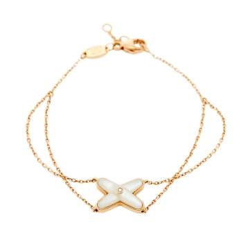 Pre Owned Chaumet Jeux De Liens Mother of Pearl Diamond 18K Rose Gold Bracelet