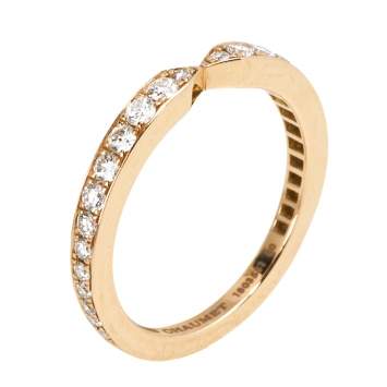 Pre Owned Chaumet Triomphe de Chaumet  Diamond 18K Rose Gold Wedding Band Ring Size 50