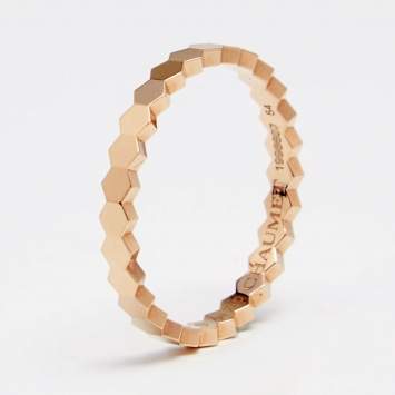 Pre Owned Chaumet Bee My Love Geometric Textured 18K Rose Gold Ring Size 54
