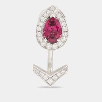 Pre Owned Chaumet Joséphine Aigrette Diamond Rhodolite Garnet 18k White Gold Single Earring