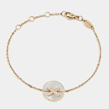 Pre Owned Chaumet Jeux de Liens Harmony Mother of Pearl Diamonds 18k Rose Gold Bracelet