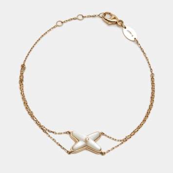 Pre Owned Chaumet Jeux De Liens Mother of Pearl Diamond 18K Rose Gold Bracelet