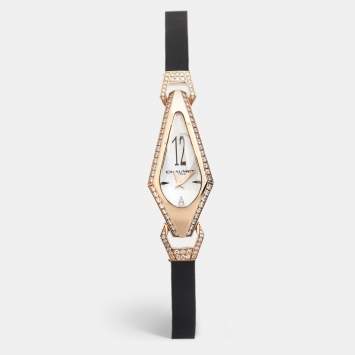 Pre Owned Chaumet Mother Of Pearl Diamond 18K Rose Gold Satin Josephine Women's Wristwatch 18 mm
