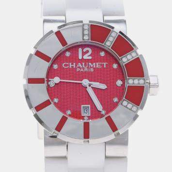 Pre Owned Chaumet Class One Diamond Quartz Stainless Steel Women's Wristwatch 33 mm