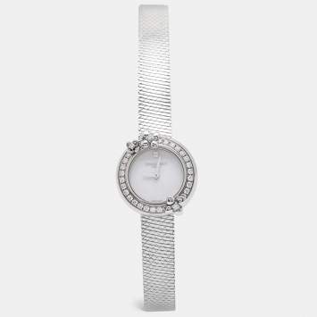 Pre Owned Chaumet White Stainless Steel Diamond Hortensia W20611-20W Women's Wristwatch 22.40 mm
