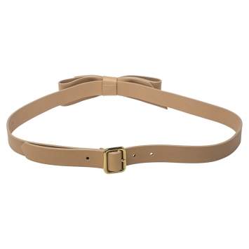Pre Owned Chloe Beige Leather Bow Belt 90CM
