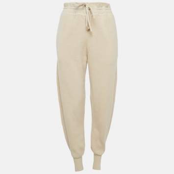 Pre Owned Chloe Beige Cashmere Knit Iconic Track Pants L