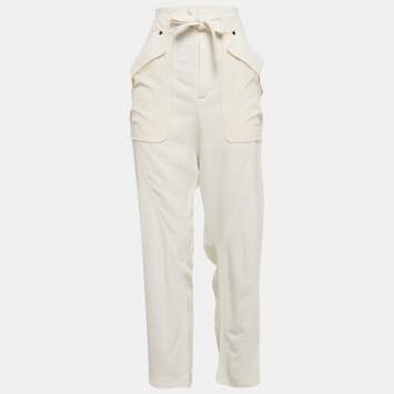 Chloé Milk White Crepe Oversized Pocket Detail Trousers M
