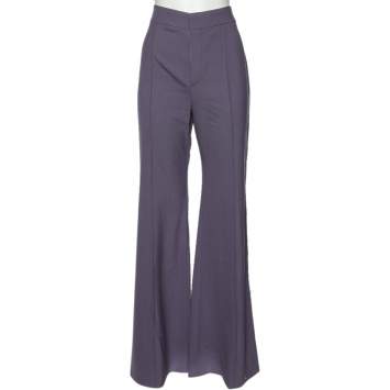 Pre Owned Chloe Shadow Purple Wool Flared Leg Trousers M