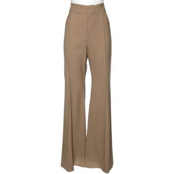 Pre Owned Chloe Brown Wool Flared Leg Trousers L