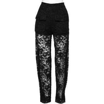 Pre Owned Chloe Black Sheer Lace Cargo Trousers S