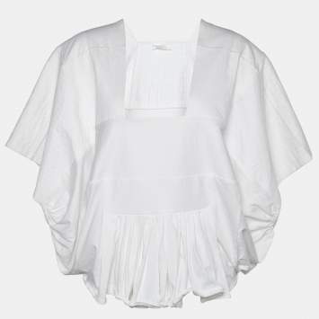 Pre Owned Chloe White Wardrobe White Cotton Knit Oversized Top S