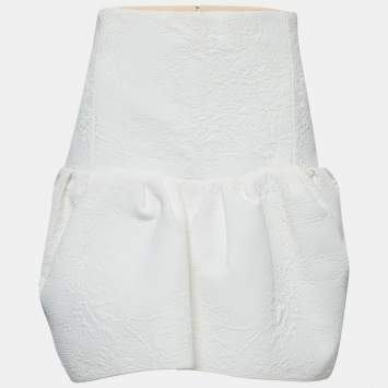 Pre Owned Chloe Iconic Milk Jacquard Gathered Mini Skirt M