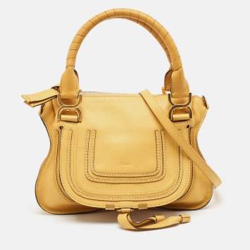 Pre Owned Chloé Yellow Leather Small Marcie Shoulder Bag