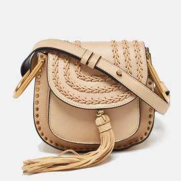 Pre Owned Chloe Pearl Beige Leather Mini Hudson Shoulder Bag