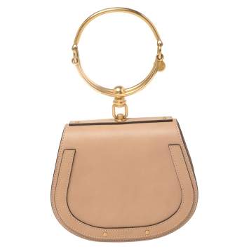 Pre Owned Chloe Beige Leather and Suede Small Nile Bracelet Shoulder Bag