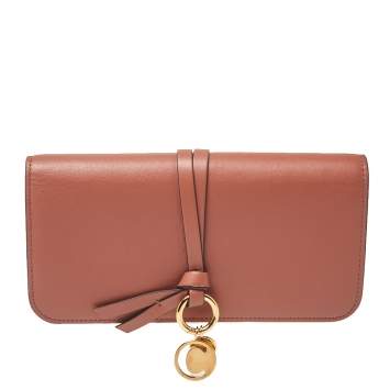 Pre Owned Chloe Tan Leather Alphabet Flap Continental Wallet