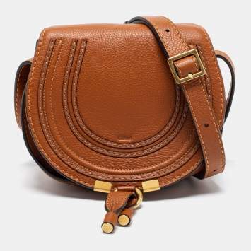 Pre Owned Chloé Brown Leather Mini Marcie Shoulder Bag