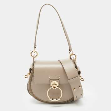 Pre Owned Chloe Grey Leather and Suede Small Tess Shoulder Bag