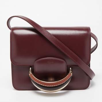 Pre Owned Chloe Burgundy Leather Kattie Crossbody Bag