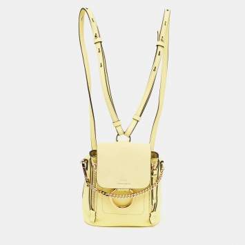 Pre Owned Chloe Lemonade Leather and Suede Mini Faye Day Backpack