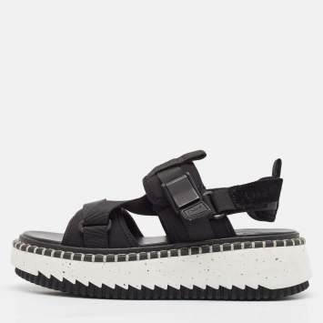 Pre Owned Chloe Black Neoprene Lilli Slingback Sandals Size 38