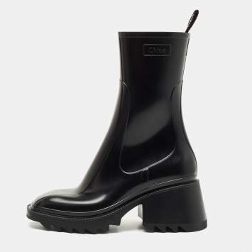 Pre Owned Chloe Black Rubber Betty Rain Boots Size 39