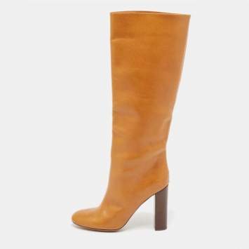 Pre Owned Chloe Brown Leather Knee Length Boots Size 41
