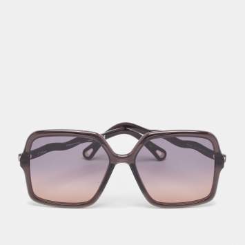 Pre Owned Chloé Grey/Pink Gradient CH0086S Frame Oversized Sunglasses