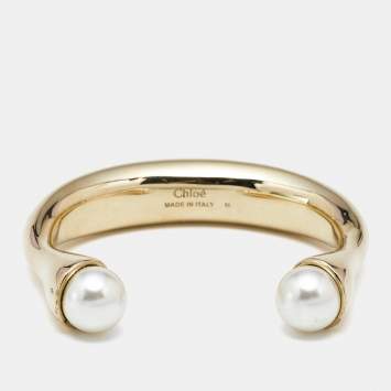 Chloé Faux Pearl Gold Tone Bracelet M 
