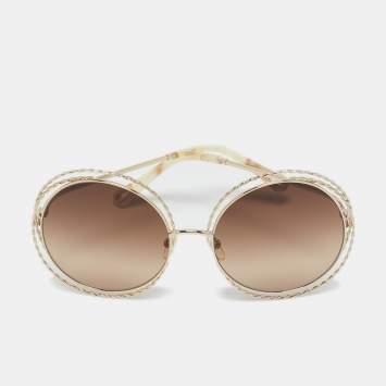 Chloe Brown/Gold Gradient CE114St Carlina Frame Round Sunglasses