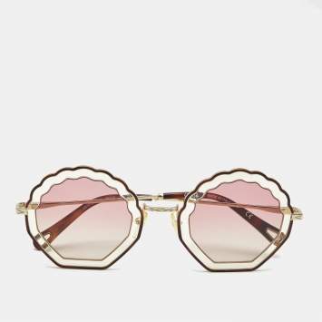 Chloe Pink Gradient CE147S Scalloped Round Sunglasses