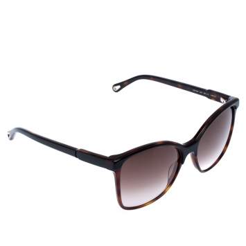 Pre Owned Chloe Dark Brown Tortoise Amber Square Sunglasses