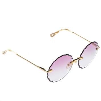 Pre Owned Chloe Gold /Pink Gradient CE142S Rosie Flower Sunglasses