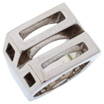 Pre Owned Chloé Silver Tone Bianca Ring Size 52