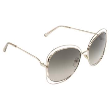 Pre Owned Chloé Gold Tone/ Green Gradient CE119S Carlina Oversized Sunglasses