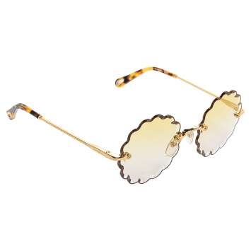 Pre Owned Chloe Yellow Acetate CE142S Scallop Round Gradient Sunglasses