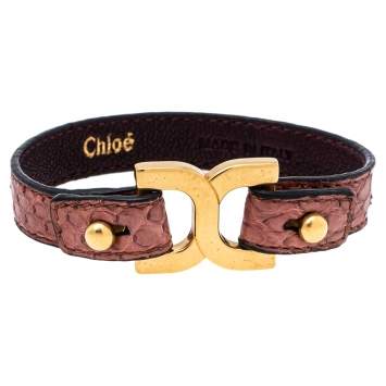Pre Owned Chloe Old Rose Ayer Snakeskin Marcie Bracelet