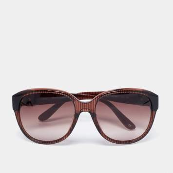 Pre Owned Chloé Brown Striped/ Brown Gradient CL2233 Oversized Sunglasses