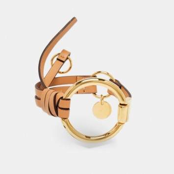 Pre Owned Chloe Salmon Pink Leather Faye Bracelet S/M