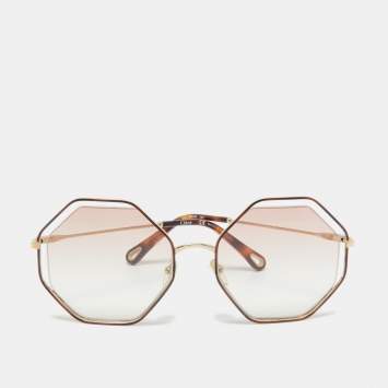 Pre Owned Chloe Gold/Pink Gradient CE132S Poppy Octagonal Sunglasses