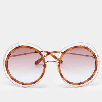 Pre Owned Chloé Brown Gradient CE120S Carlina Round Sunglasses
