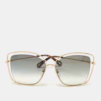 Pre Owned Chloé Gold/Black CE133S Gradient Butterfly Sunglasses