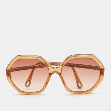 Pre Owned Chloe Orange/Pink Gradient CH0008S Esther Hexagonal Sunglasses