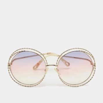 Pre Owned Chloe Purple/Pink Gradient CE114ST Frame Round Sunglasses