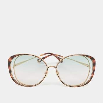 Pre Owned Chloe Gold/Brown CH0036S Hannah Oversized Sunglasses